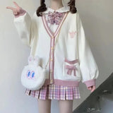 Japanese Girls Loli V-neck JK Uniforms Cute Sweet Sweater Jackets Cardigan Women Student School College Style Cosplay Costumes