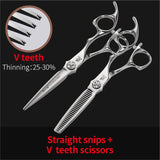 Fenice 6 inch Cutting Thinning Styling Tool Hair Scissors Set Salon Hairdressing Scissors Shears Traceless/V-shaped teeth Blades