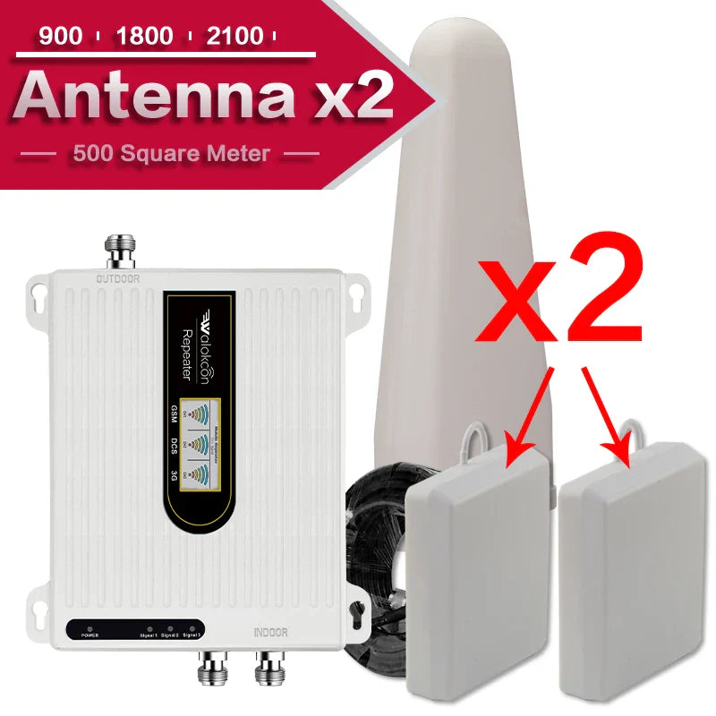 Saudi Arabia Cellular Amplifier Repeater gsm 2g 3g 4g Communication Amplifier Antenna 900 1800 2100  One/Two Indoor Antenna