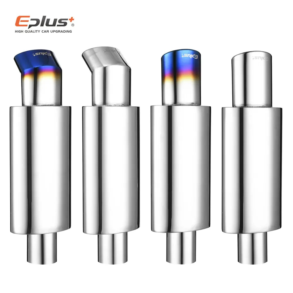 Car Exhaust Pipe Muffler Tail Universal Oval Stainless  51 57 63mm Blue Silver Exhaust System Mufflers Sports Car Sound