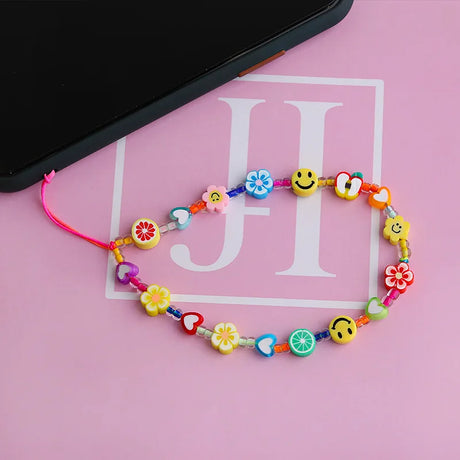 New Mobile Phone Chains Strap Lanyard Colorful Pearl Soft Pottery Rope Cell Phone Case Hanging Cord for Women Wholesale