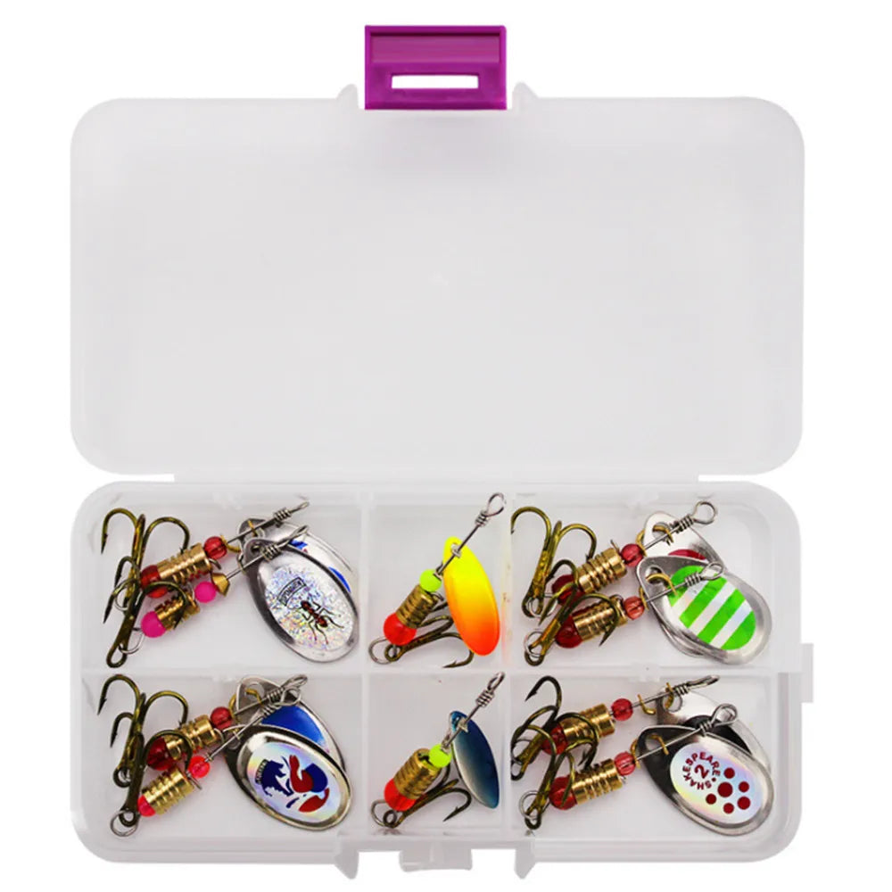 30pcs/10pcs Boxed Rotating Spoon Kit Lure Fishing Lures Artificial Baits Metal Fish Hooks Bass Trout Perch Pike Rotating Sequins