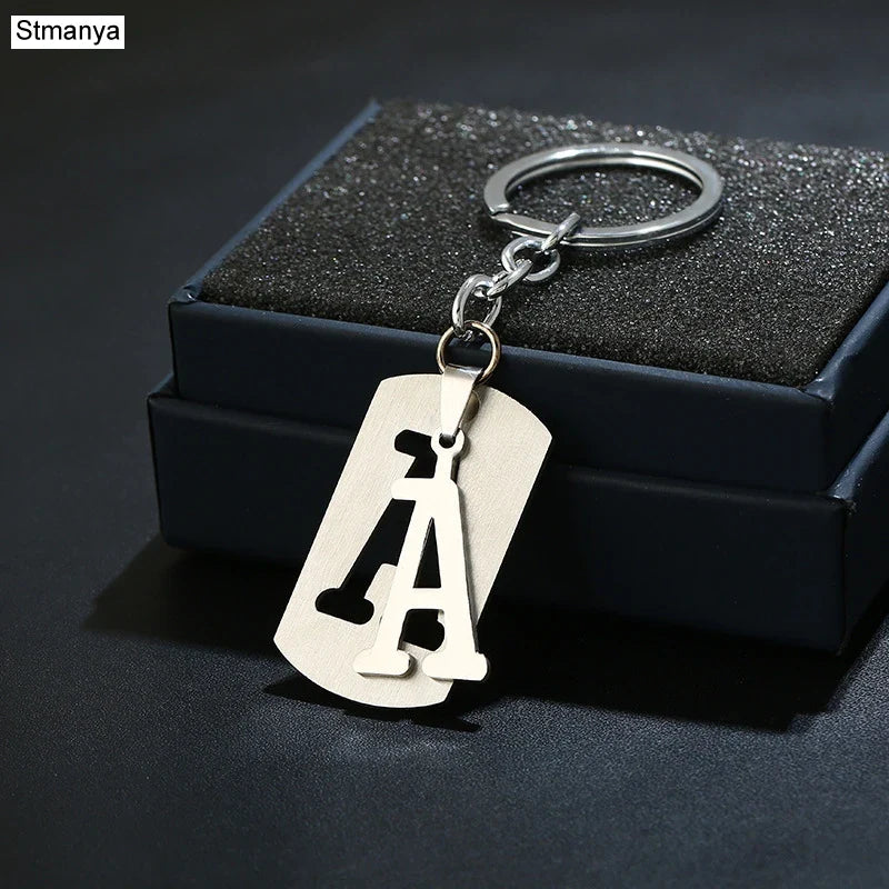 NEW DIY Stainless Steel A-Z Letters key Chain Charm 26 Letters  KeyChain Men Women keychain Couple gift Jewelry Car Key Ring