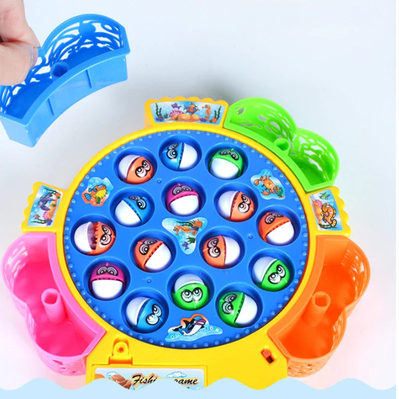 New Kids Fishing Toys Electric Rotating Fishing Play Game Musical Fish Plate Set Magnetic Outdoor Sports Toys for Children Gifts