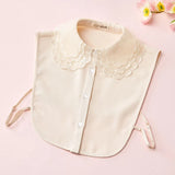 Elegant Embroidery Fake Collar Shirt Chiffon Doll Detachable Collar Fake Women False Collars Woman For Ladies Sweater Half Shirt