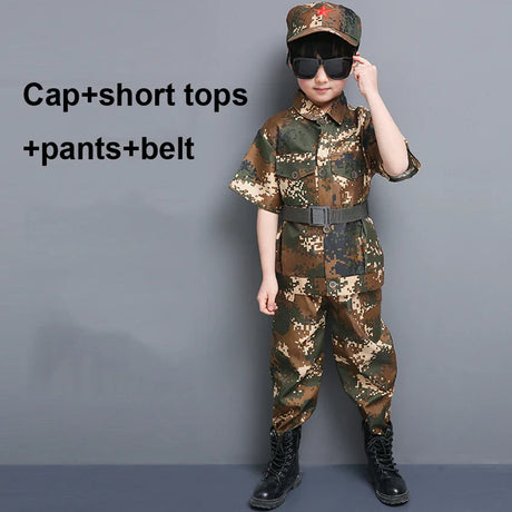 New Military Uniform For Kids Training Suit Boy Special Force Combat Jacket Pants Set Army Camouflage Children Soldier Clothes