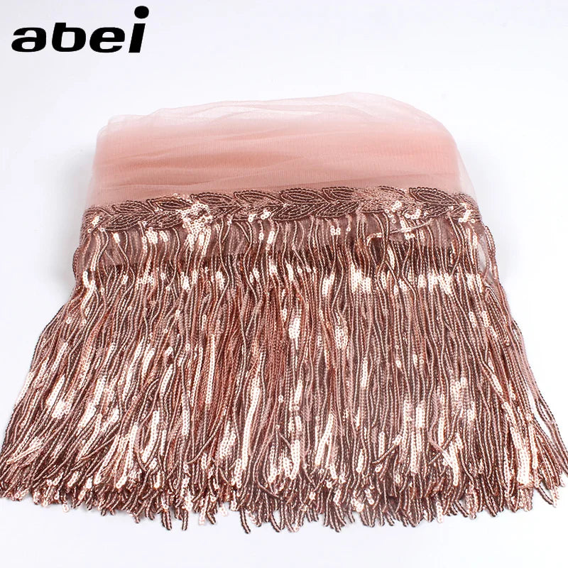 2Yards 30cm DIY Wedding Party Dress Fabric Trims Fringe Tassel Sequins Paillette Lace Ribbon Handmade Sewing Clothes Accessories