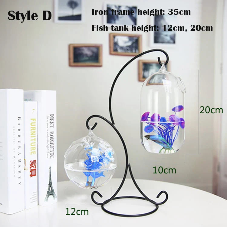 Double-deck Suspended Transparent Hanging Glass Fish Tank Infusion Bottle Aquarium Flower Plant Vase Flower Vase Decoration