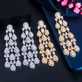 CWWZircons Trendy Clear White Water Drop Cubic Zirconia Women Long Tassel Brazil Style Party Earring Brincos Bijoux Gift CZ816