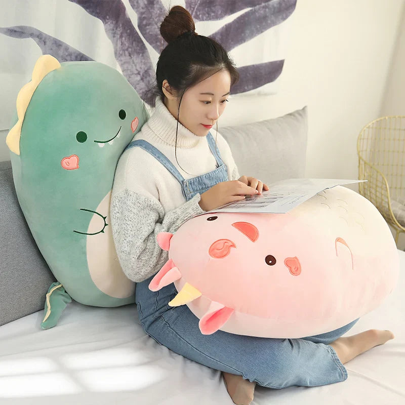 45/80CM Squishy Toy Kawaii Animal Fat Dinosaur Shiba Inu Dog Pillow Plush Toys Cute Rabbit Doll Girls Bed Sleeping Cushion