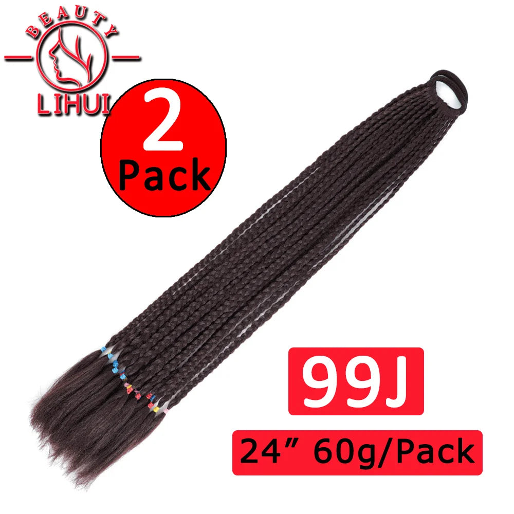 24Inch Synthetic Pontail Tail Hair Ombre Braiding Hair Jumbo Braid Same Color Crochet Hook Braids Hair Extension 2Packs