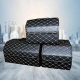 Car Storage Bag PU Leather Trunk Organizer Box Storage Bag Folding Folding Car Trunk Stowing Tidying For Car SUV