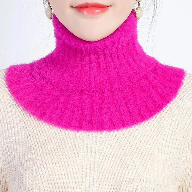 Thickened Imitation Mink Cashmere Bib Women's Fall/Winter Warm Neck Guard Decoration Elastic Ruffled Fake Collar Wool Scarf  F77