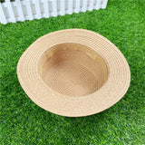 Summer New Women's Sun Hat Bucket cap Ribbon Flat top Straw Hats Beach Caps Panama Women Sun Hat Brim Bowknot  Straw Outdoor Hat