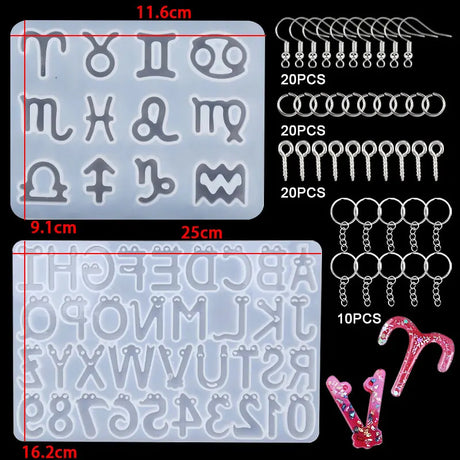 Alphabet Resin Molds Kit Backward Letter Number Silicone Casting Molds Resin Epoxy Molds For Keychain Making Pendant Jewelry DIY