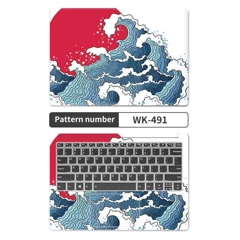 Universal Sea Wave Laptop Cover Sticker Skins Notebook Stickers 2pcs Decal 12"/13"/14"/15"/17"for Macbook /Lenovo/Asus/Hp/Acer