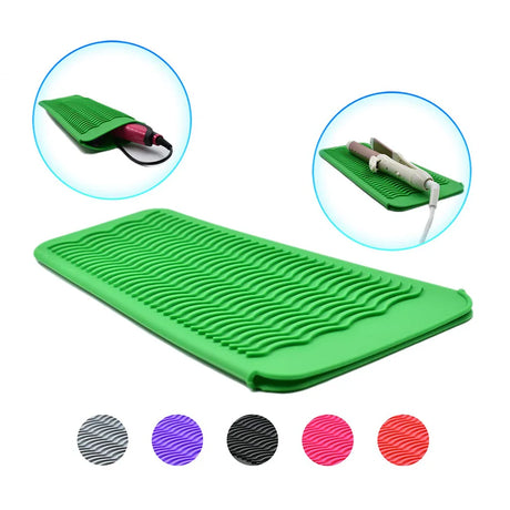 Silicone Heat Resistant Insulation Mat Pouch for Curling Iron Hair Straightener Non-slip Flat Iron Hair Styling Tool