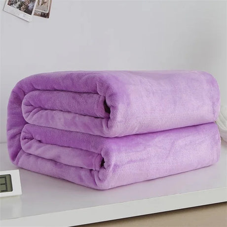 Soft Warm Coral Fleece Flannel Blankets For Beds Faux Fur Mink Throw Solid Color Sofa Cover Bedspread Winter Plaid Blankets