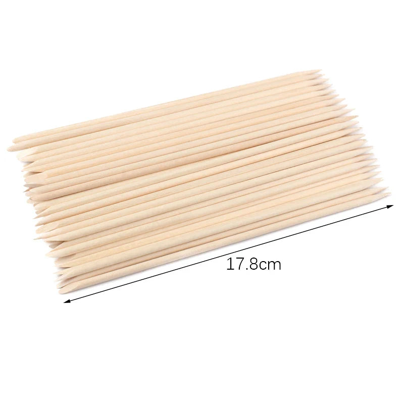 500Pcs/Pack Wooden Cuticle Pusher Remover Orange Stick Sticker Picker  Dual End Wood Manicure Dead Skin Removal Nail Care Tools