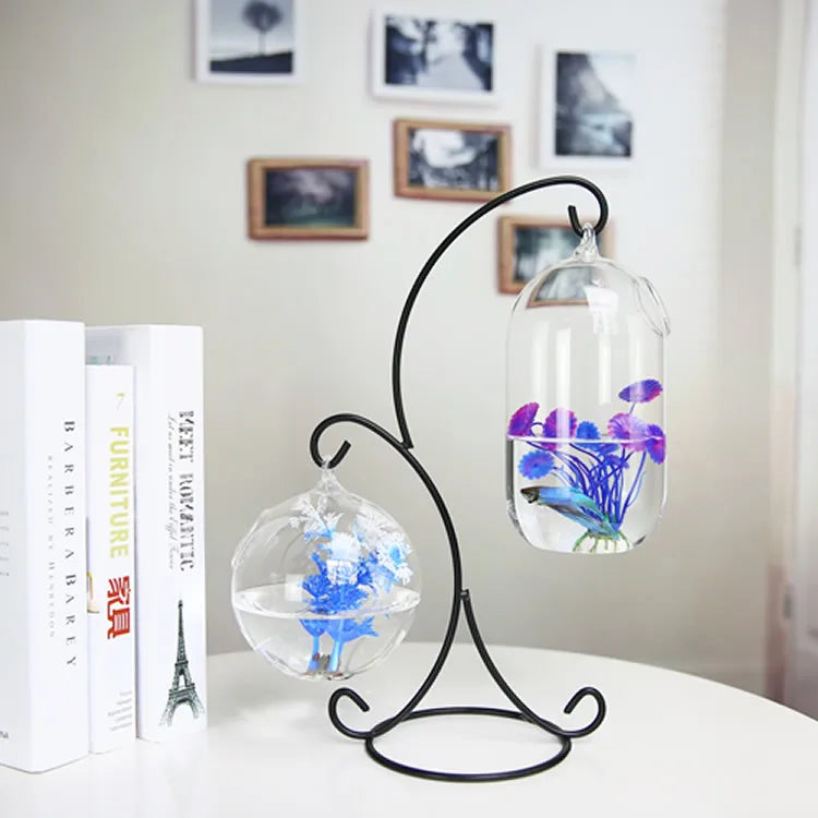 Double-deck Suspended Transparent Hanging Glass Fish Tank Infusion Bottle Aquarium Flower Plant Vase Flower Vase Decoration