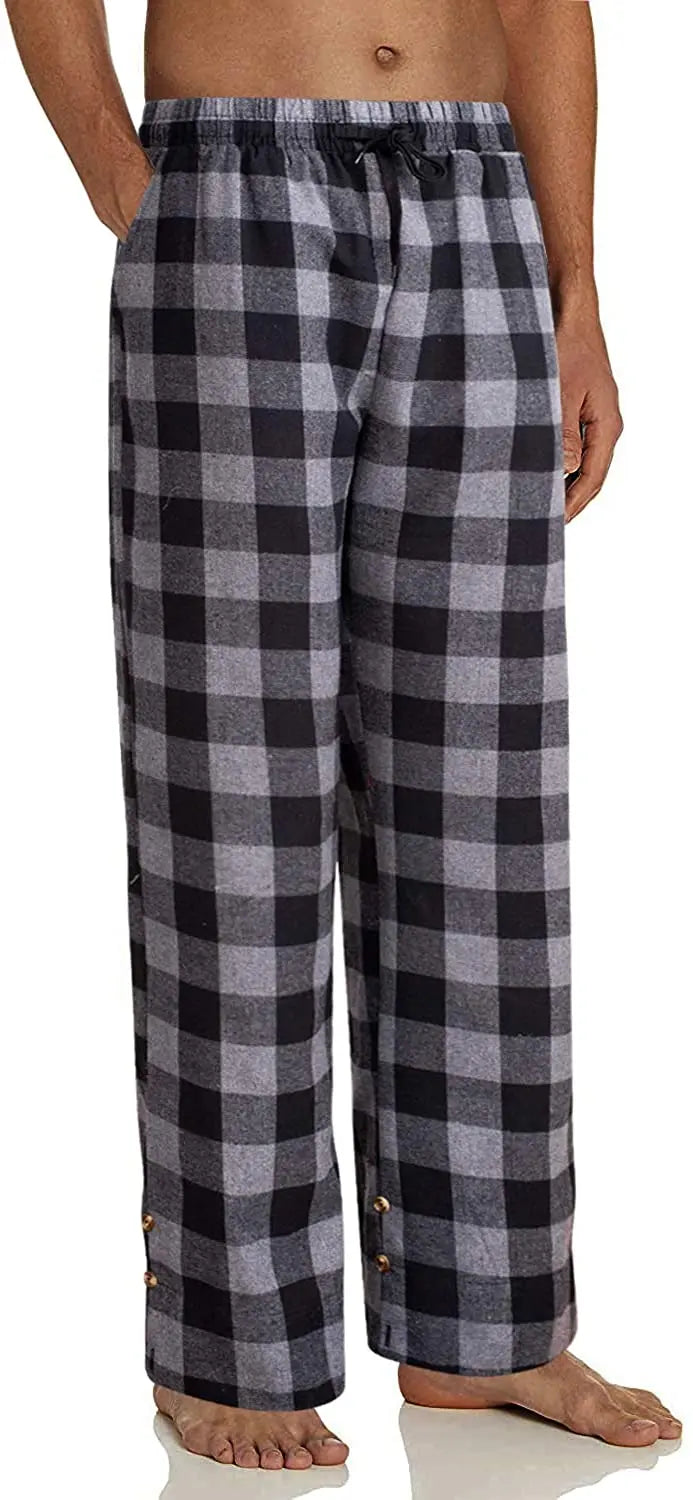 2020 New Men´s Casual Cotton Pajama Long Pant Soft Comfortable Loose Elastic Waistband Plaid Sleepwear Lounge Pants