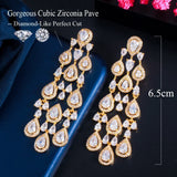 CWWZircons Trendy Clear White Water Drop Cubic Zirconia Women Long Tassel Brazil Style Party Earring Brincos Bijoux Gift CZ816