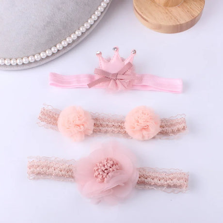 3pcs/lot Newborn Headwear Baby Girl Flower Headbands Lace Hair Bands Party Headband Turban Infant Newborn Hair Accessories