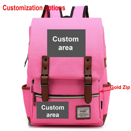 Customized Print DIY Your Like Photo or Logo Boy Girl Student School Bag Teenagers Schoolbags Canvas Women Bagpack Men Backpack