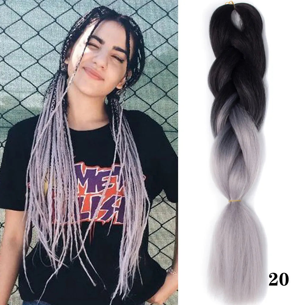 24Inch Synthetic Hair Extensions for Braids 100g/pc Jumbo Braiding Hair Kanekalon Colored Hair Pre Stretched Yaki Jumbo Braids