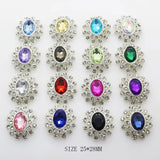 Ywxinxi 10 Pcs 25*28mm Flower Bump Bottom Acrylic Alloy Rhinestone Buttons DIY Flat Back Brooch Fashion Decoration Accessories