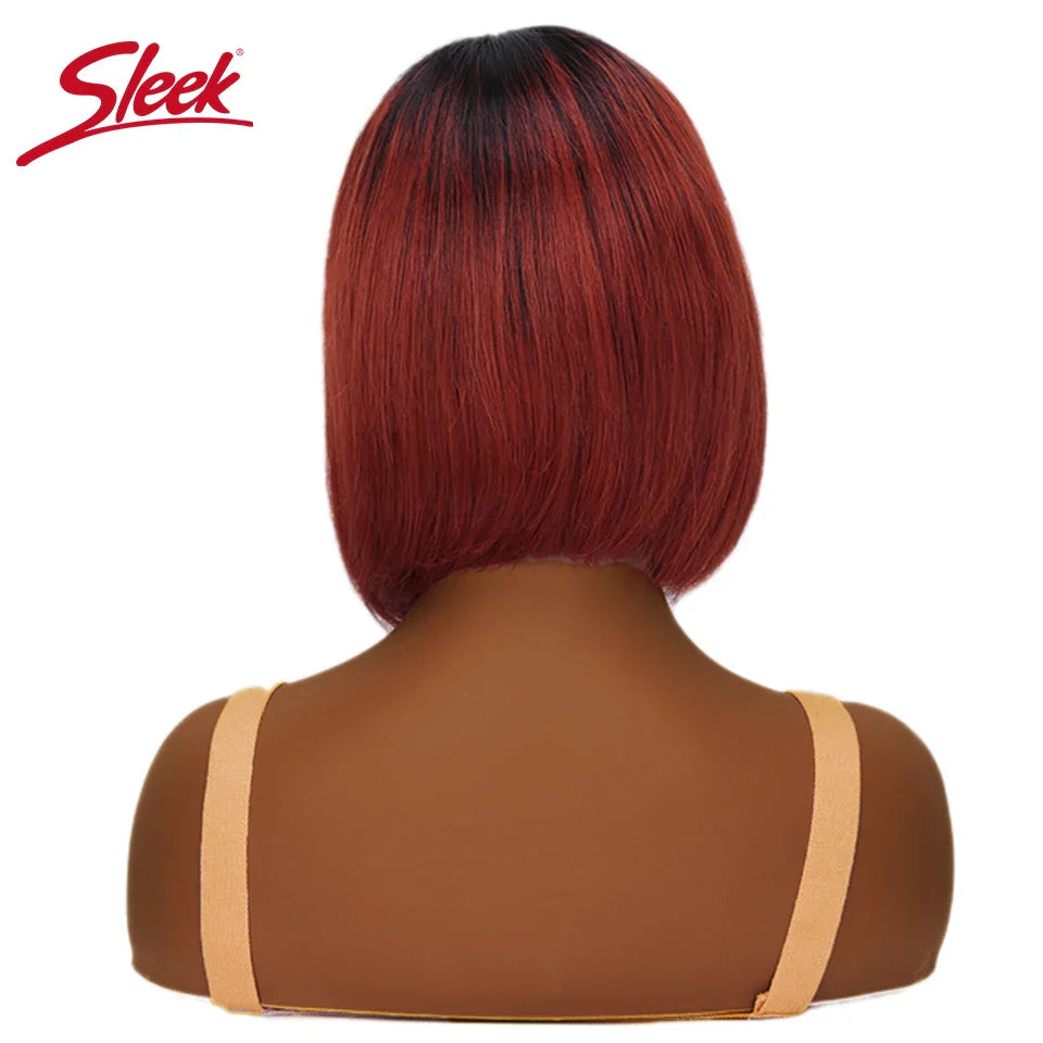 Sleek Short Bob Wigs With Bang Brazilian Straight Hair Wigs For Women Brown P4/30# Glueless Machine Made Cheap Human Hair Wigs