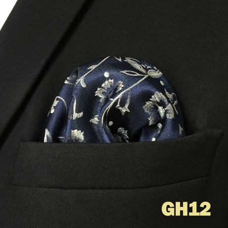 Blue Floral Paisley Mens Pocket Square Classic Silk Purple Hanky Business Fashion Handkerchief Wedding