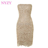 2 Piece Gold Mother of the Bride Groom Lace Dresses with Jacket Coat 2020 NYZY M23B Formal Dress Party Cocktail Church Suits