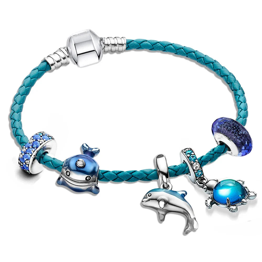 ZMFINES 2022 New Silver Color Charm Bracelets With Blue Star Moon Beads Pendant For Women Space Series Jewelry Gift Dropshipping