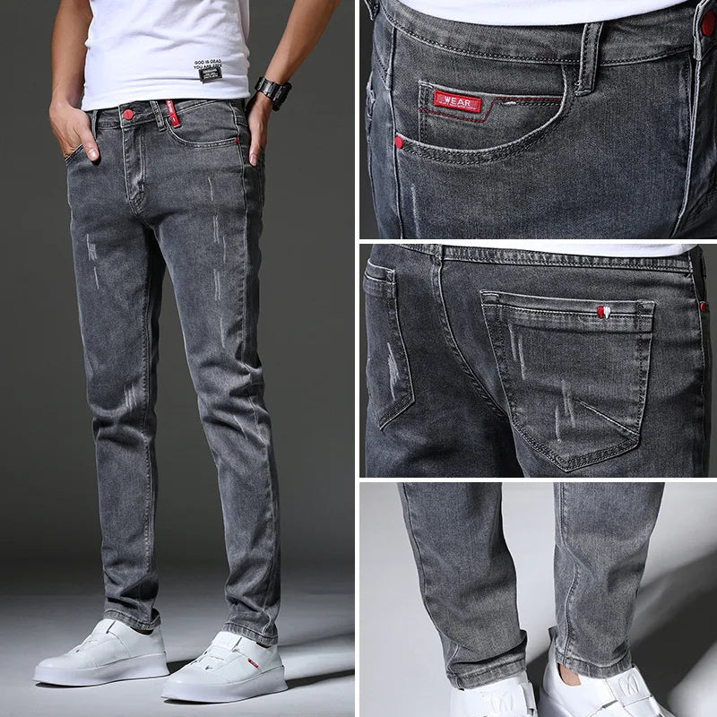 Fashion High Quality Stretch Casual Men Jeans Skinny Jeans Mens Blue Black Gray Denim Jeans Male Trouser Brand Pants