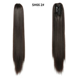 Budabuda 24Inch Long Straight Ponytail Hair Extensions For Women Synthetic Claw On Ponytail Hairpiece Black Blonde Brown