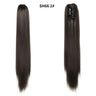 Budabuda 24Inch Long Straight Ponytail Hair Extensions For Women Synthetic Claw On Ponytail Hairpiece Black Blonde Brown