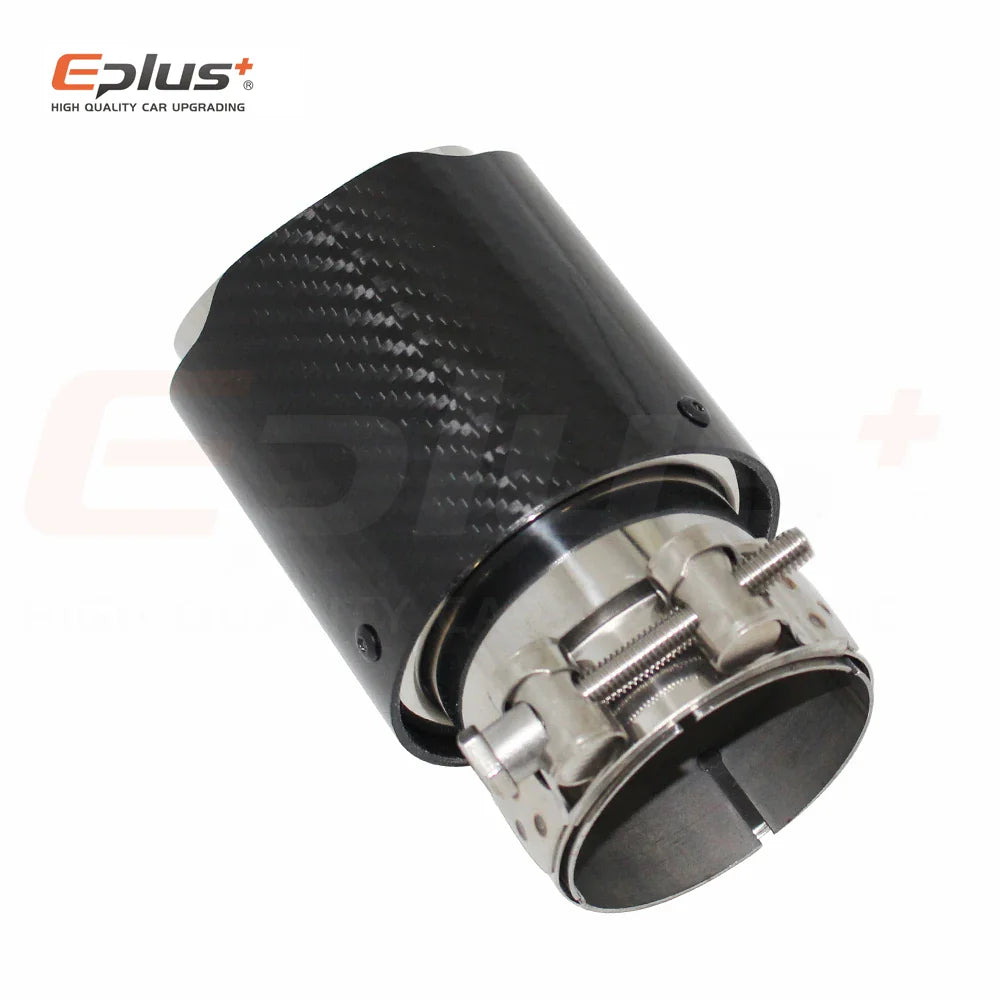 Car Glossy Carbon Fibre Exhaust System Muffler Pipe Tip Straight Universal Silver Stainless Mufflers Decorations For Akrapovic