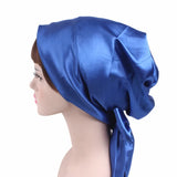 New Women Silk Satin Night Sleeping Cap Head Wrap Bowknot Turban Pre Tied Fitted Bandana Chemo Cap Nightcap Hair Loss Patients