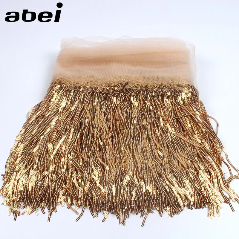 2Yards 30cm DIY Wedding Party Dress Fabric Trims Fringe Tassel Sequins Paillette Lace Ribbon Handmade Sewing Clothes Accessories