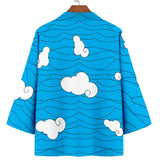 Japanese Style Clouds Print Blue Beach Yukata Women Men Kimono Harajuku Cardigan Traditional Samurai Cosplay Haori Robe Clothing