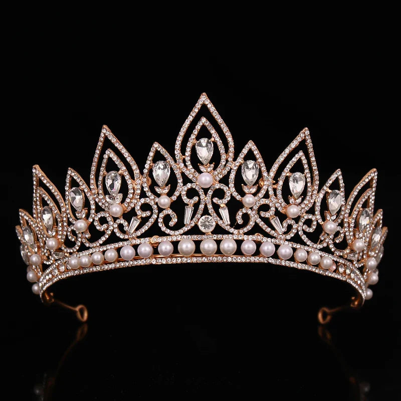 Wedding Crown Gold Silver Color Rhinestone Crystal Diadem Queen Crown Princess Tiaras Bridal Hair Jewelry Party Hair Accessories