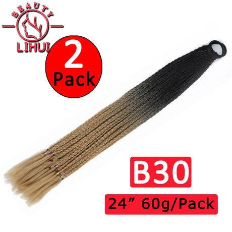 24Inch Synthetic Pontail Tail Hair Ombre Braiding Hair Jumbo Braid Same Color Crochet Hook Braids Hair Extension 2Packs