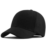 Male Winter large size felt baseball cap big head men fleece-lined sport hat plus size wool snapback caps 56-60cm 61-65cm