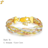 Real 925 Sterling Silver Three Color Gold Plated Multi Threads Woven Bracelets For Women Italian Jewelry Trendy Luxury Bracelets