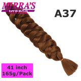 Mirra's Mirror 5 Packs Long Braiding Hair 82 Inch Jumbo Braid Hair Extensions Pure White Yellow Red Blue Synthetic Hair For Bulk