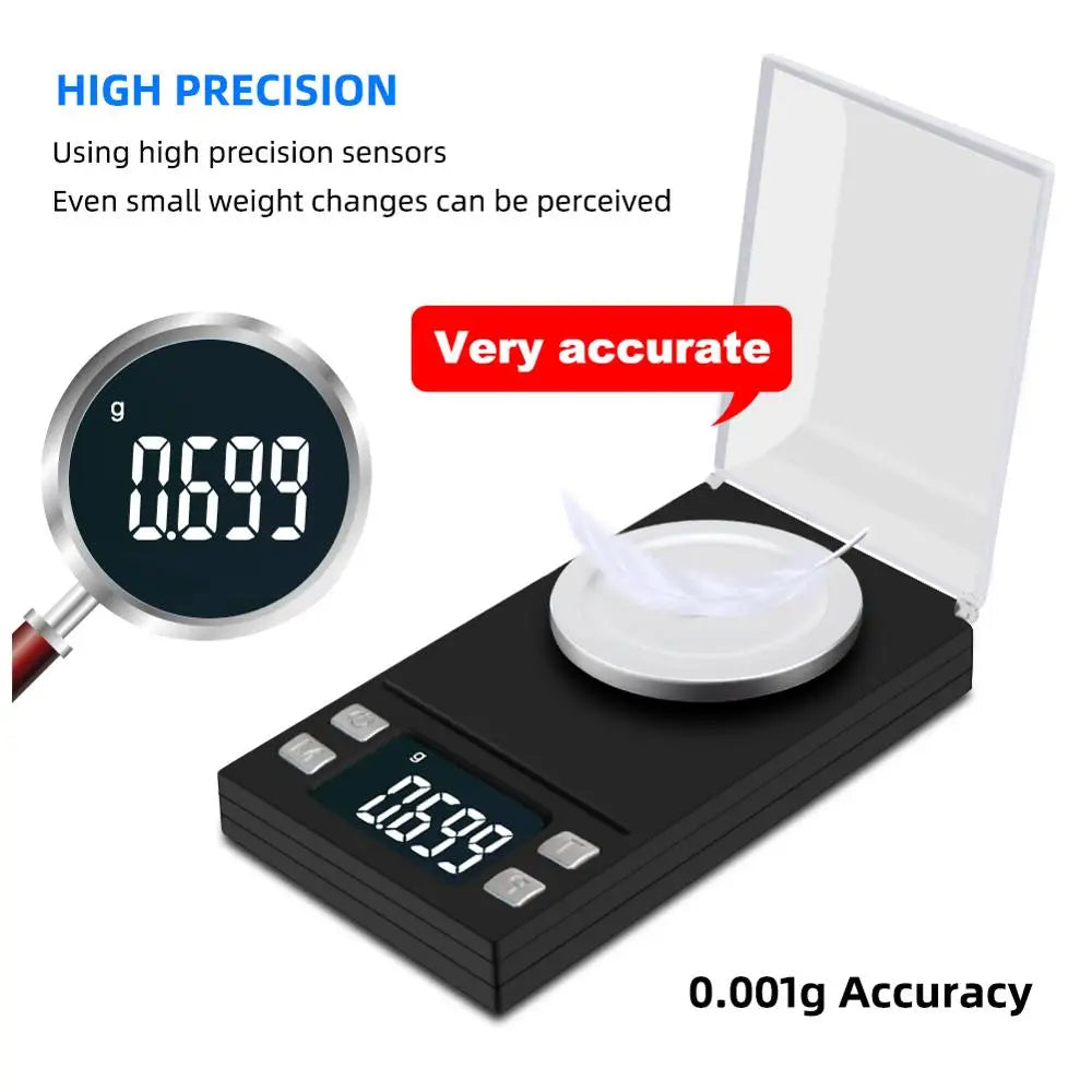 100g/50g/20g/10g Mini Digital Scale High Accuracy 0.001 Pocket Scale Jewelry Gold Gram Balance Weight for Medicinal Herbs Lab