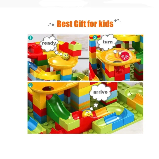 168PCS Marble Race Run Compatible city Building Blocks Funnel Variety Slide DIY Big Bricks Toys For Children gift best selling