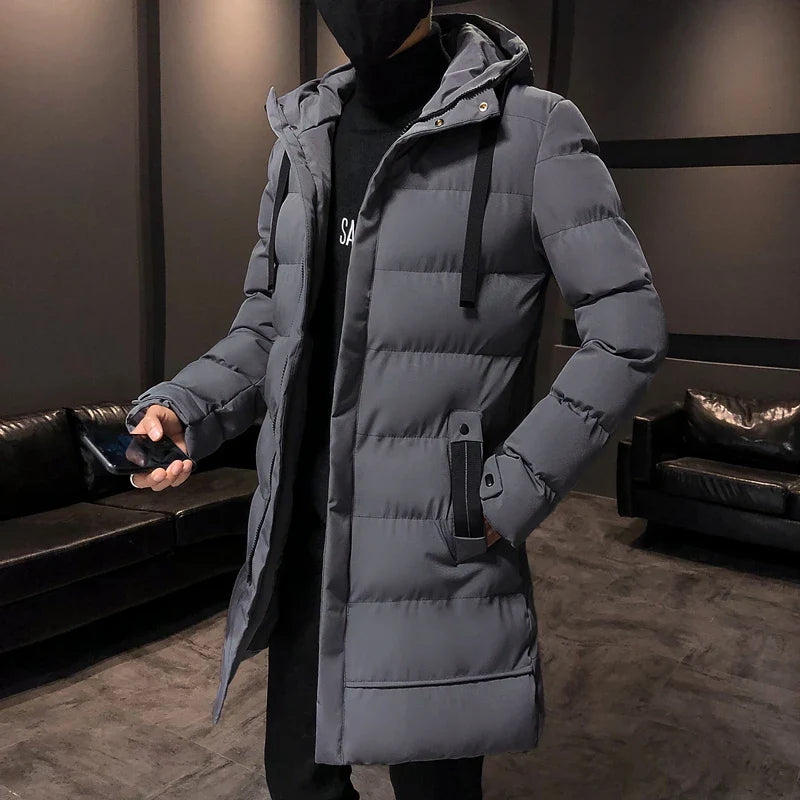 Winter Down Jackets And Coats Men Hooded Collar Long Down Jackets Thicker Warm Parkas Male Outwear Casual Slim Fit Winter Coats