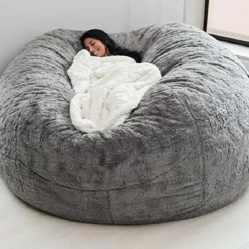 Dropshipping 7FT 183cm Fur Giant Removable Washable Bean Bag Bed Cover Comfortable Living Room Furniture Lazy Sofa Coat Recline